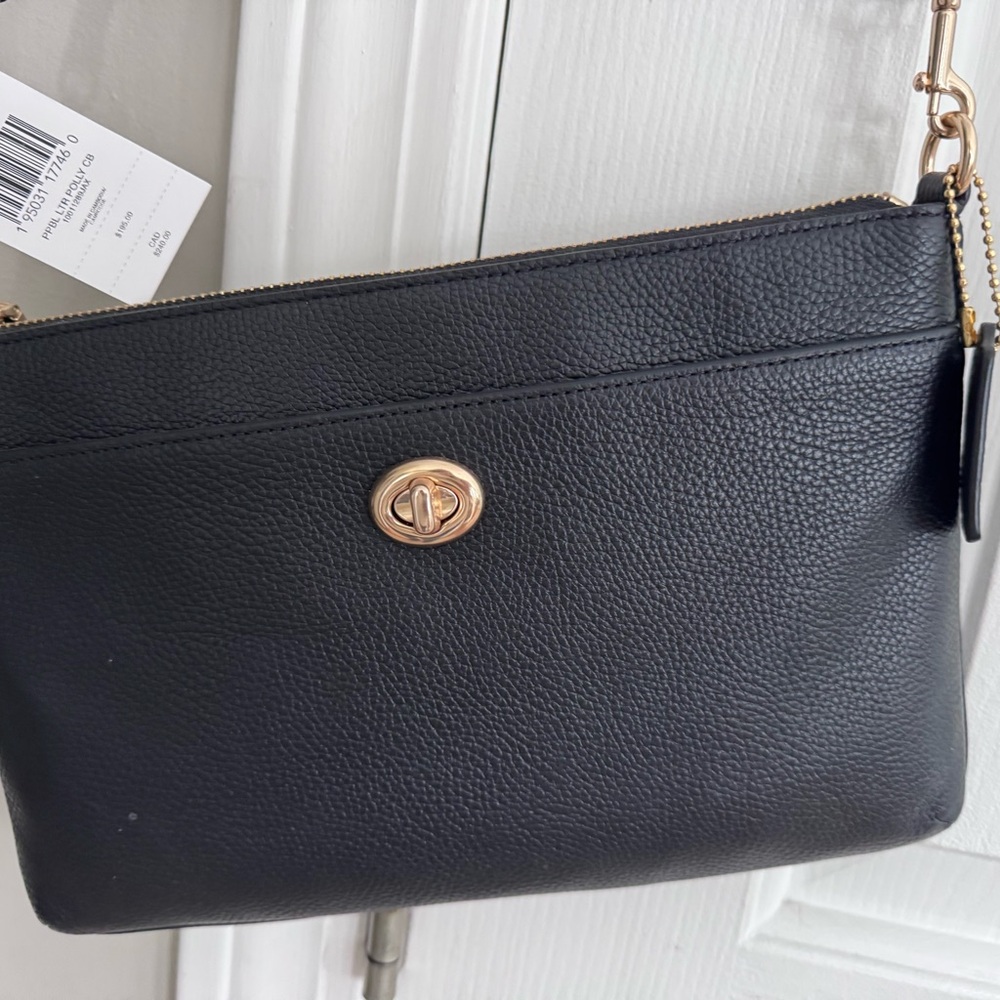 Coach Polly Black Leather Crossbody Bag NWT